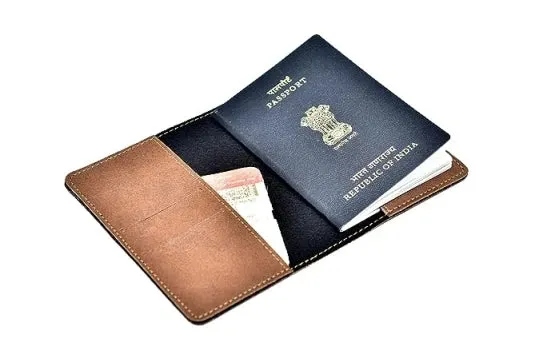 Personalized Tote Bag and Classy Leather Passport Cover - Tan