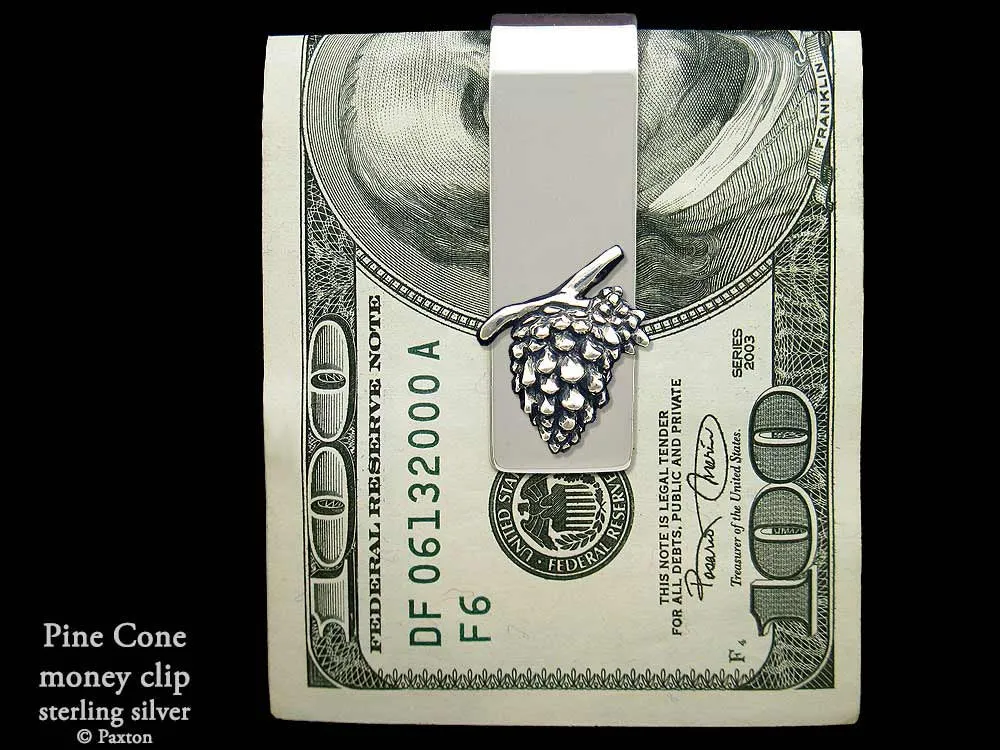 Pine Cone Money Clip Sterling Silver