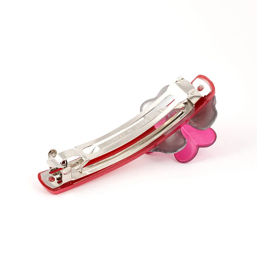 Pink Barrette with Flower Decoration