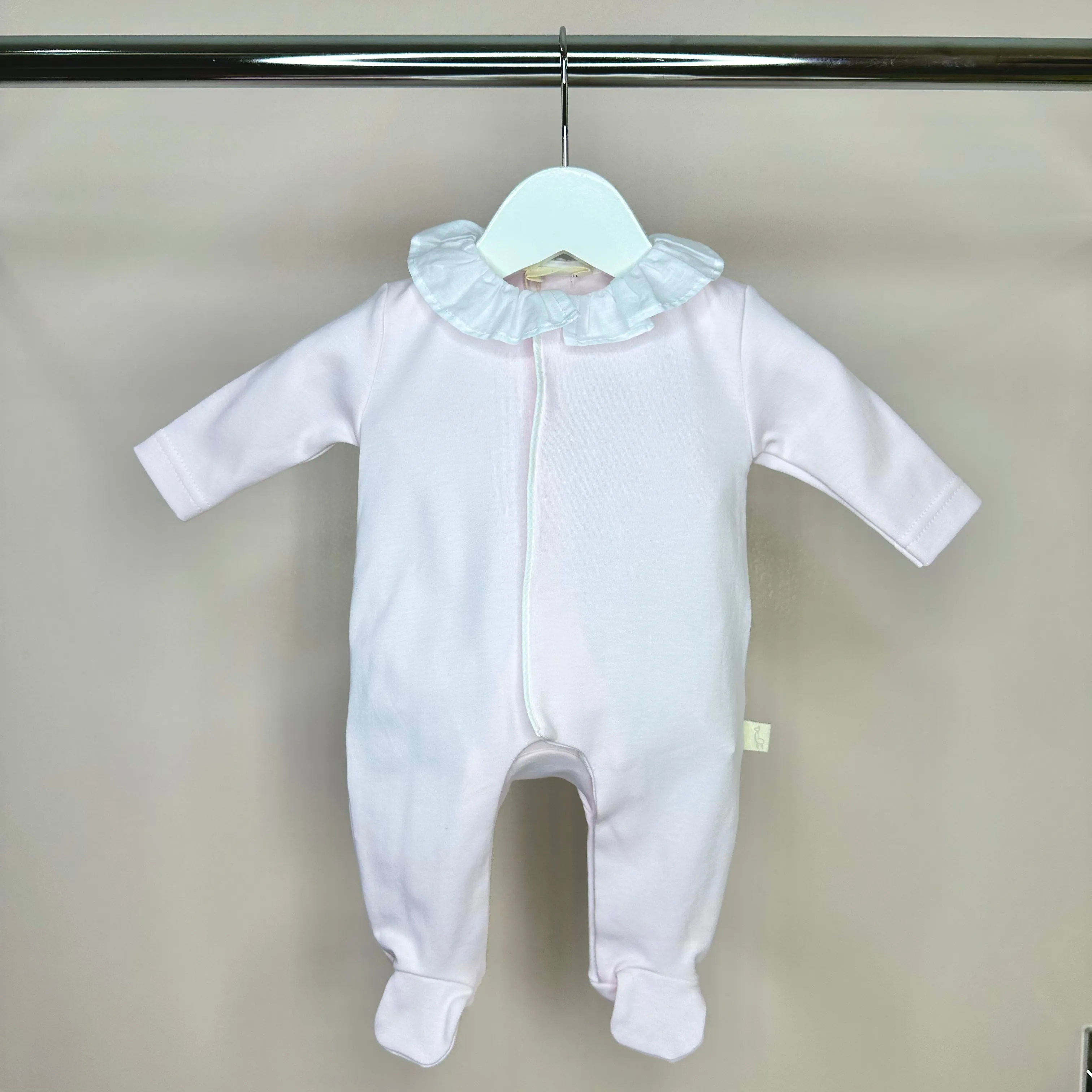 Pink Frilly Collar Cotton Angel Wing Babygrow