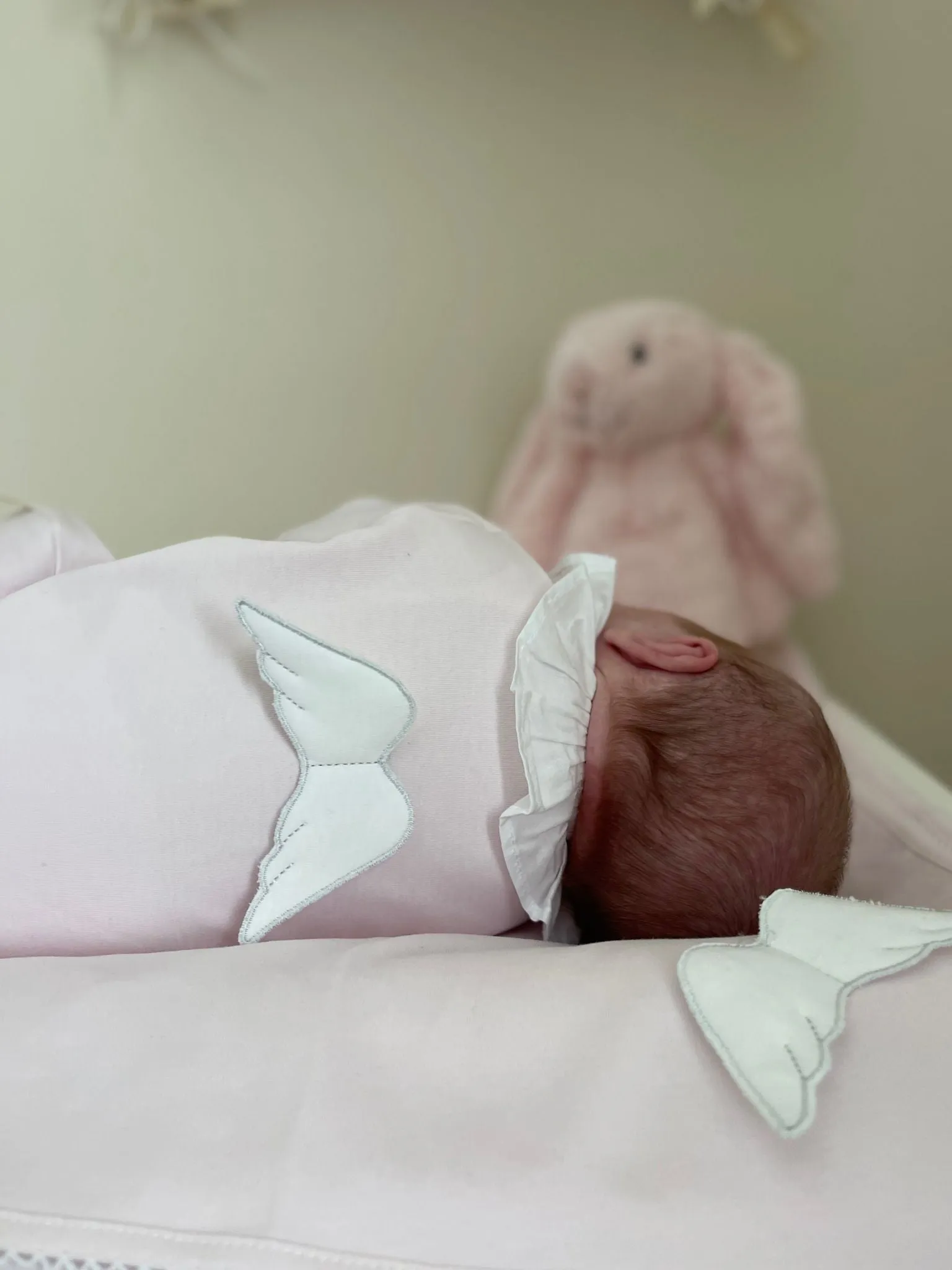 Pink Frilly Collar Cotton Angel Wing Babygrow