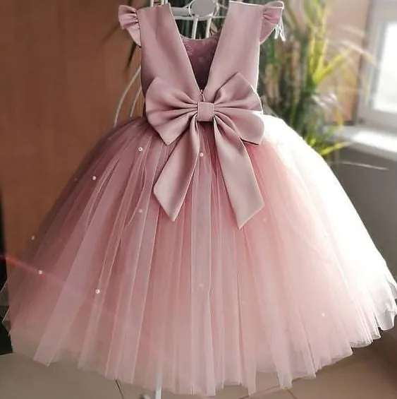 pink kids ball gown cap sleeve peals cheap flower girl dresses for weddings 2020 toddler little girl dress