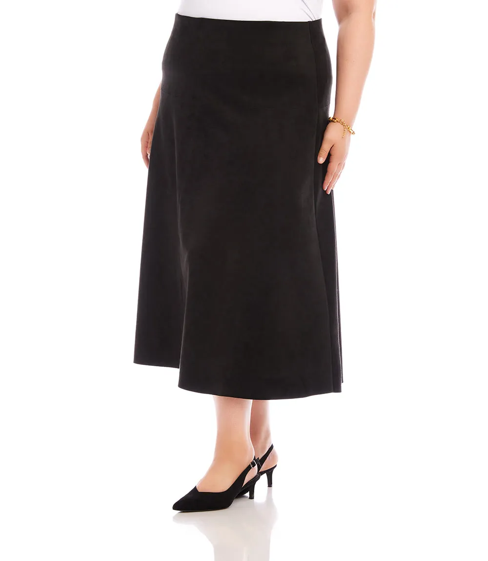 Plus Size Faux Suede Midi Skirt