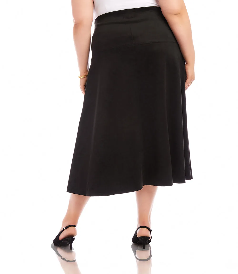 Plus Size Faux Suede Midi Skirt