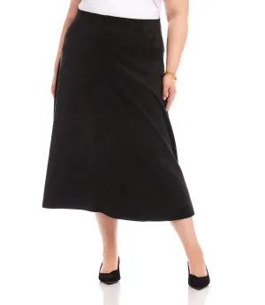 Plus Size Faux Suede Midi Skirt