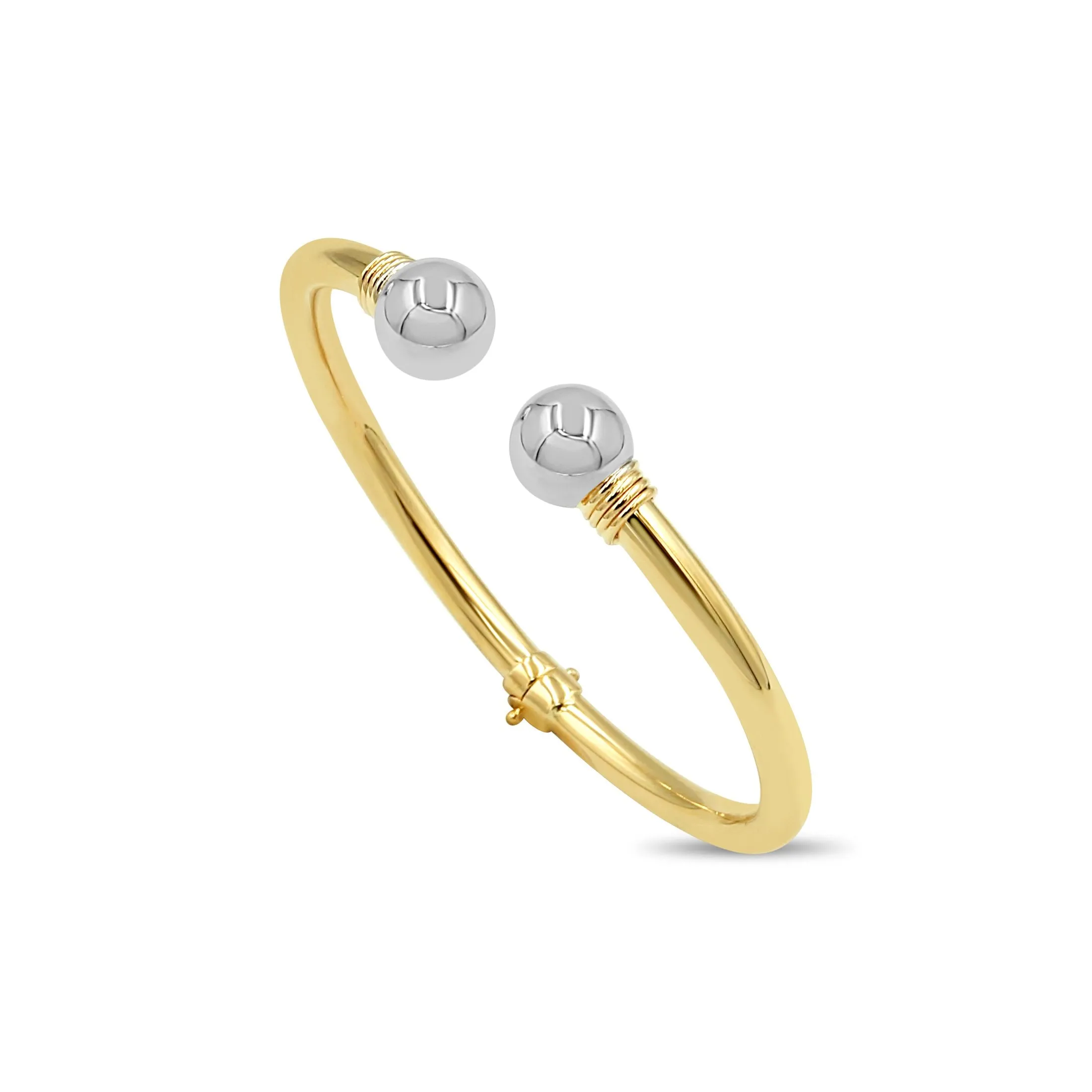 Polished Cuff Bracelet with White Gold in 14k Gold