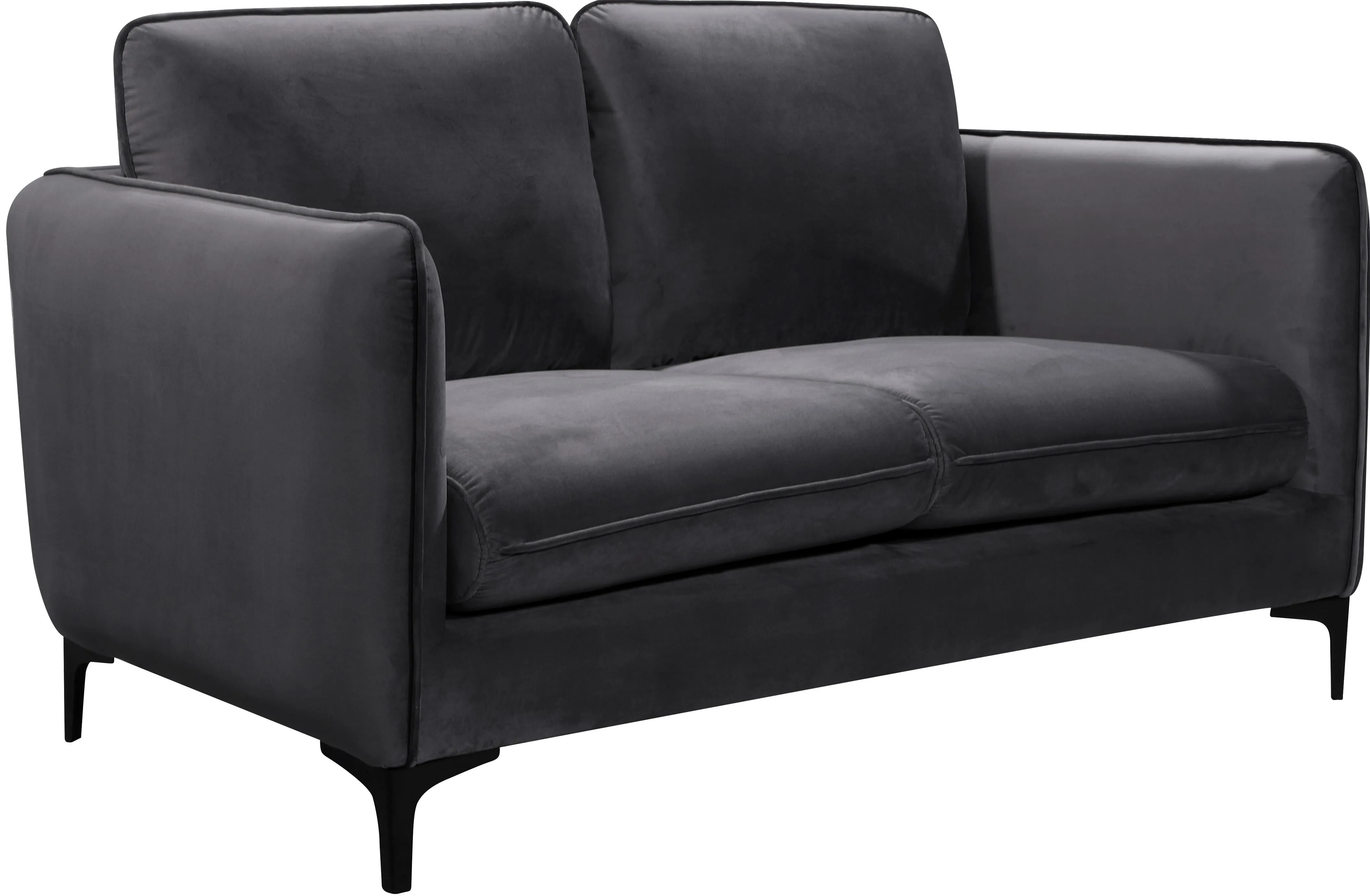 Poppy Grey Velvet Loveseat