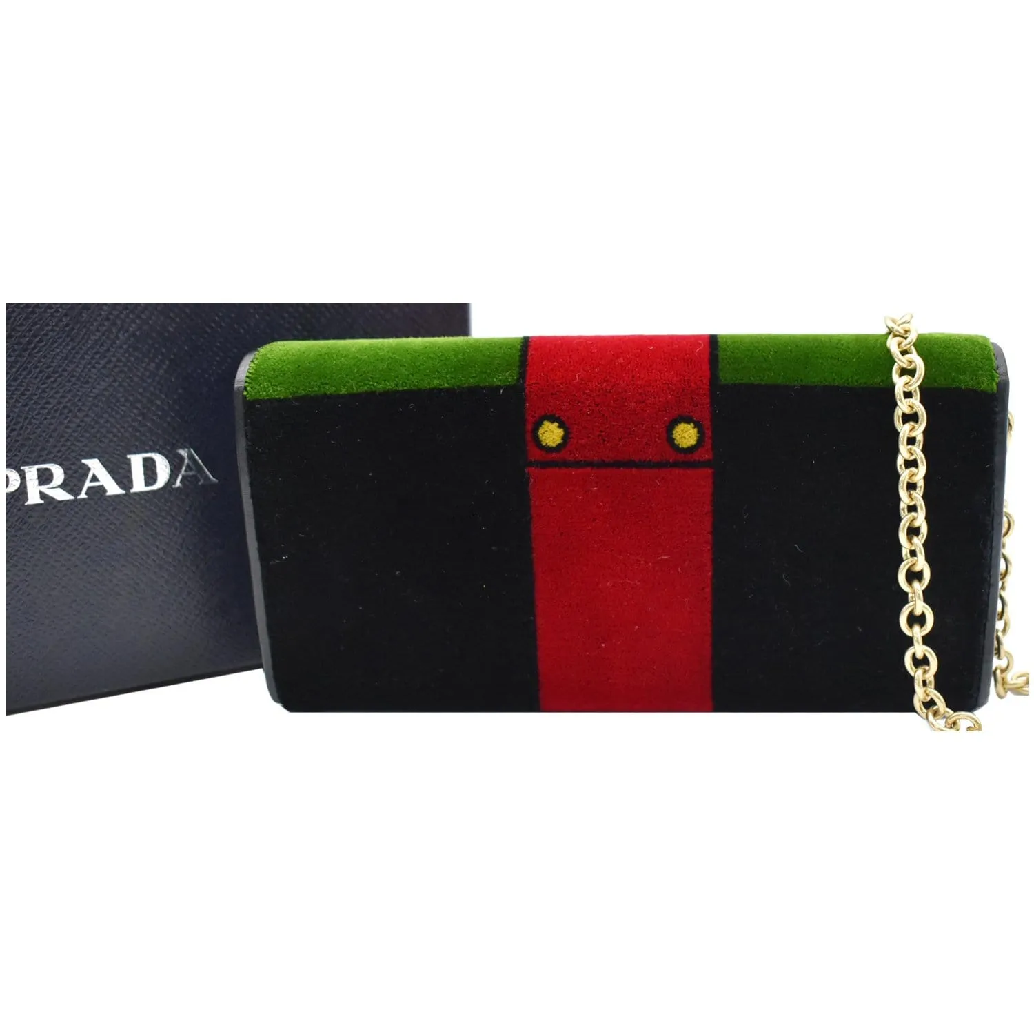 PRADA Cahier Velvet Clutch Bag Multicolor