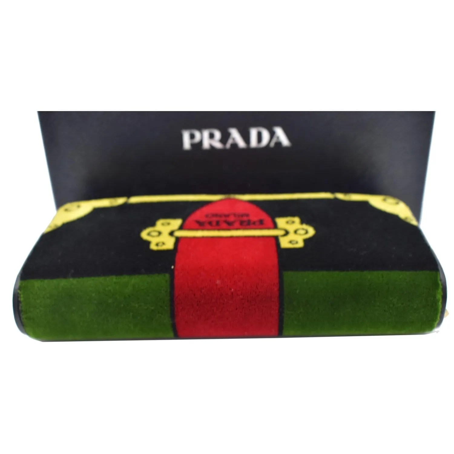 PRADA Cahier Velvet Clutch Bag Multicolor