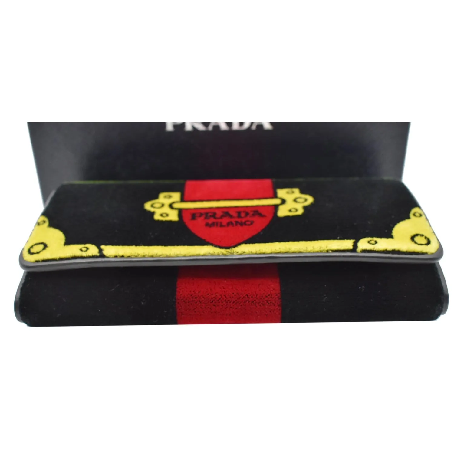 PRADA Cahier Velvet Clutch Bag Multicolor