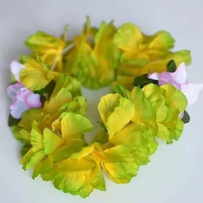 Premium Green Hawaiian Crown Lei Headband Paradise Petunia with Orchids Boho