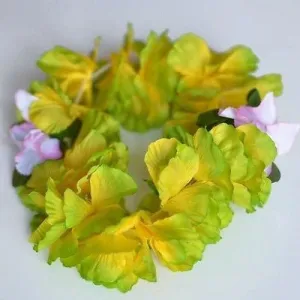 Premium Green Hawaiian Crown Lei Headband Paradise Petunia with Orchids Boho