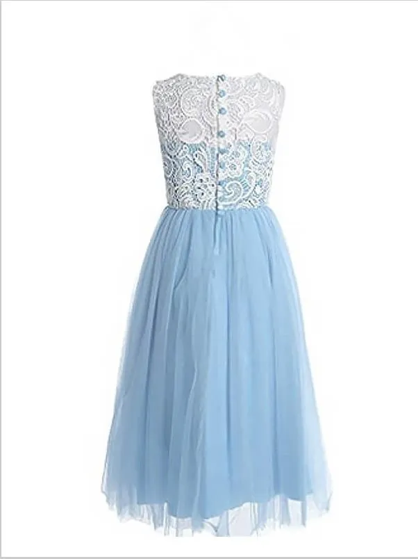 Princess Tulle Lace Sleeveless Flower Girl Dresses Floor Length Dress