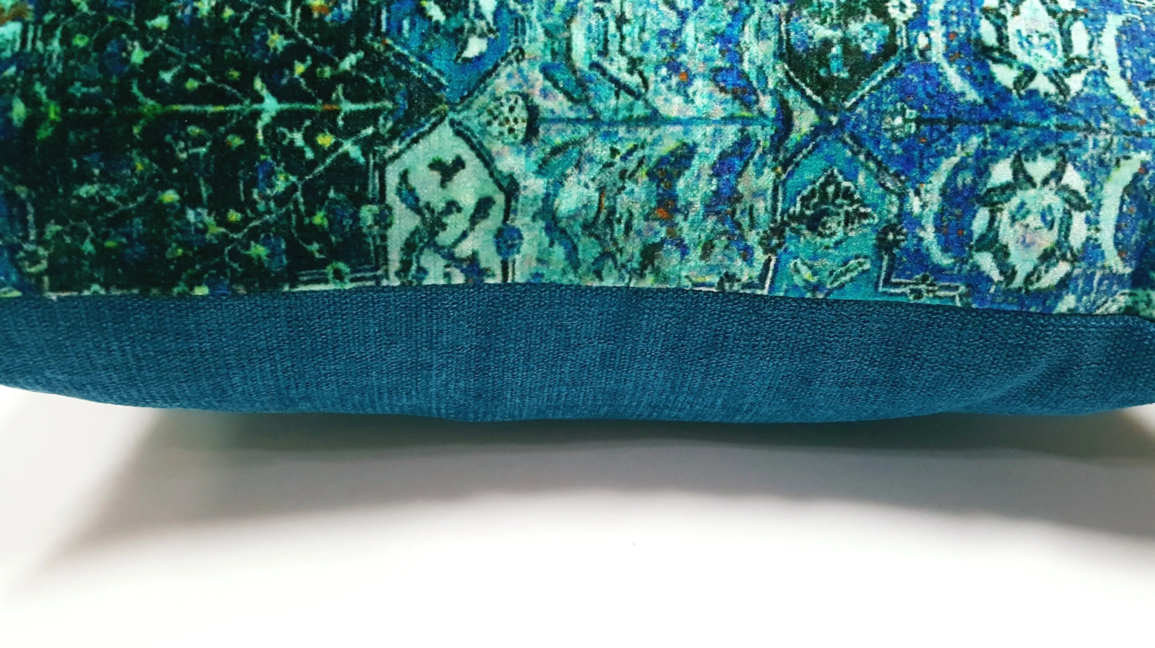 Printed Aqua Designer Velvet Pillow