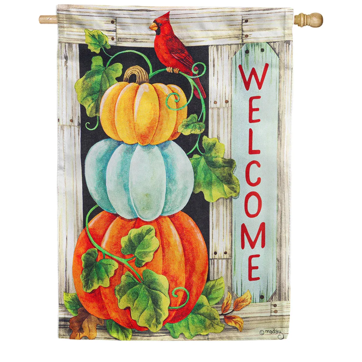 Pumpkin Stack House Textured Suede Flag