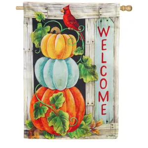 Pumpkin Stack House Textured Suede Flag