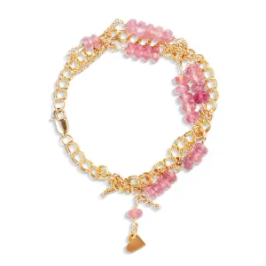 Raspberry Sherbert Heart Charm Bracelet