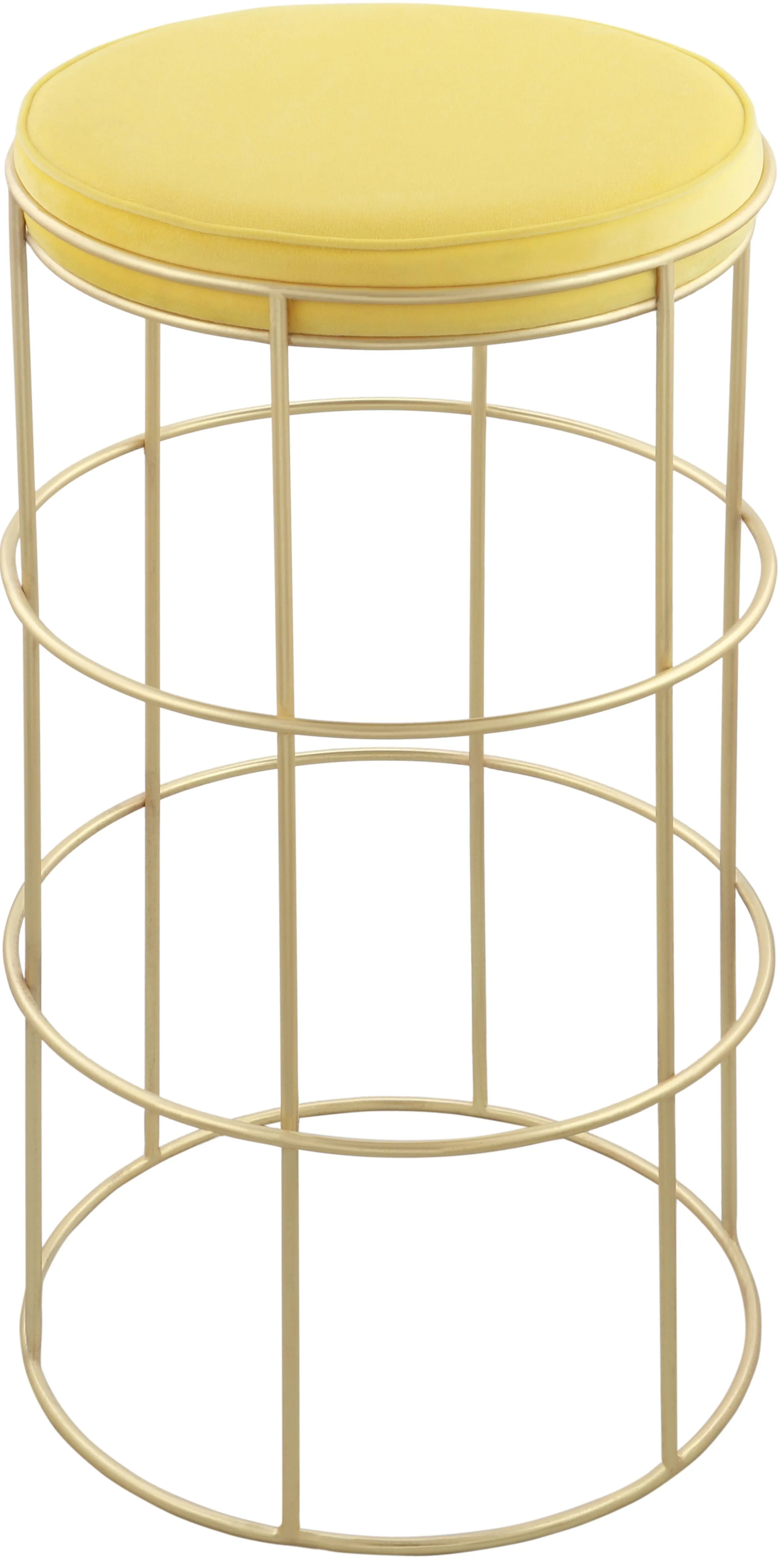 Rebar Yellow Velvet Counter Stool