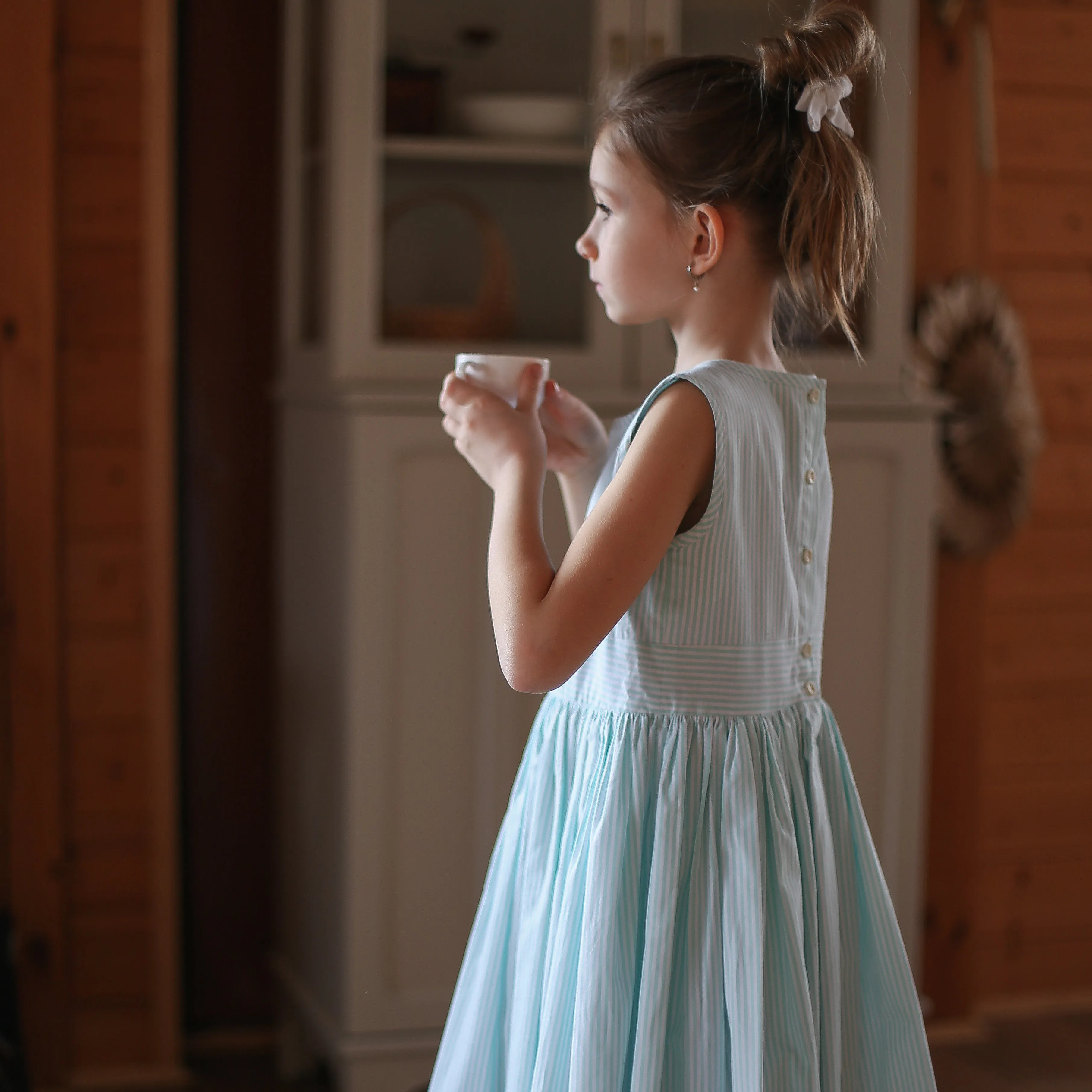 [Re:Coat] Hampstead Girls Dress - Mint Stripe