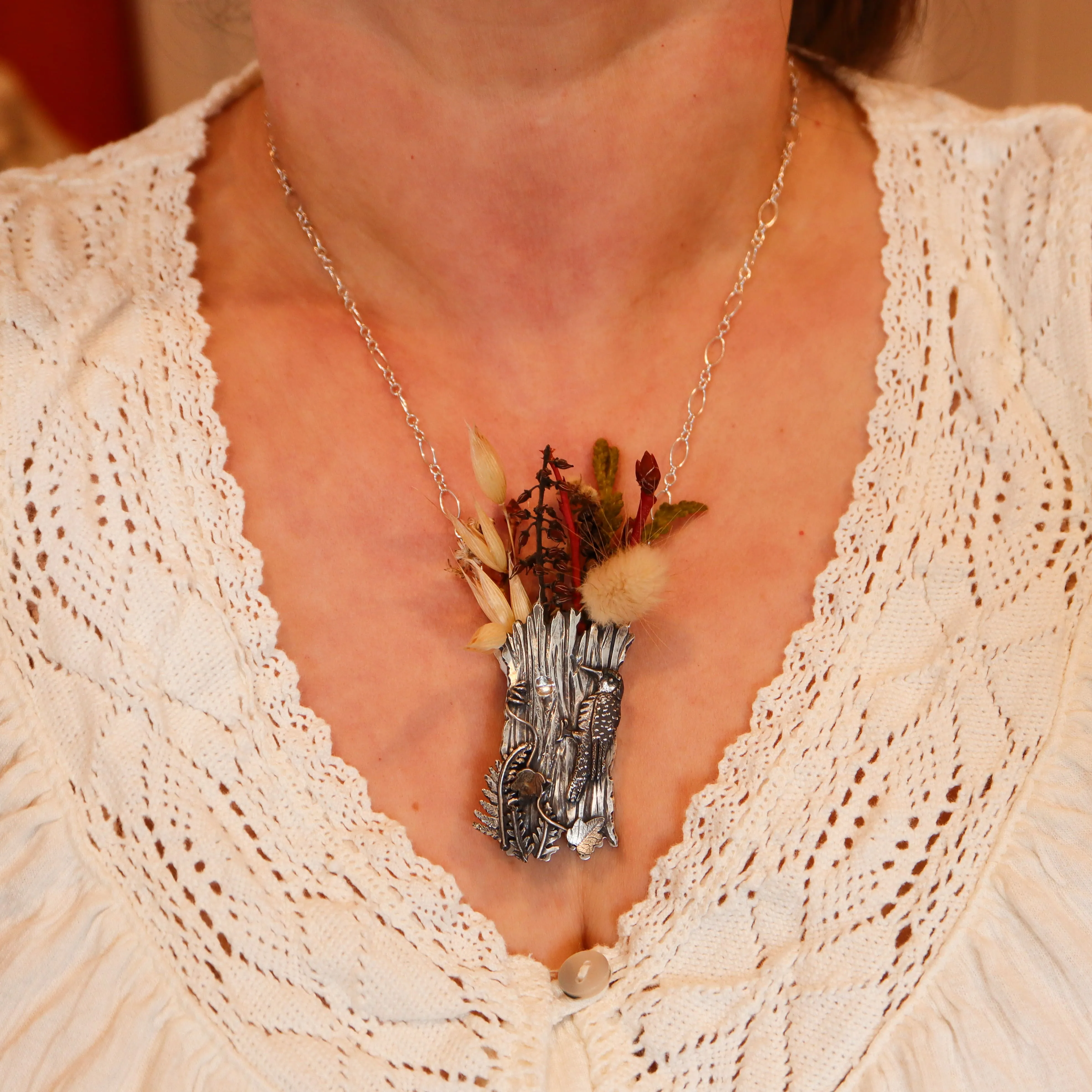 Red-Bellied Woodpecker Vase Necklace