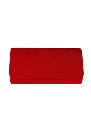 Red Faux Suede Clutch