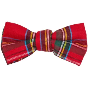 Red Tartan Plaid Magnetic Bow Tie