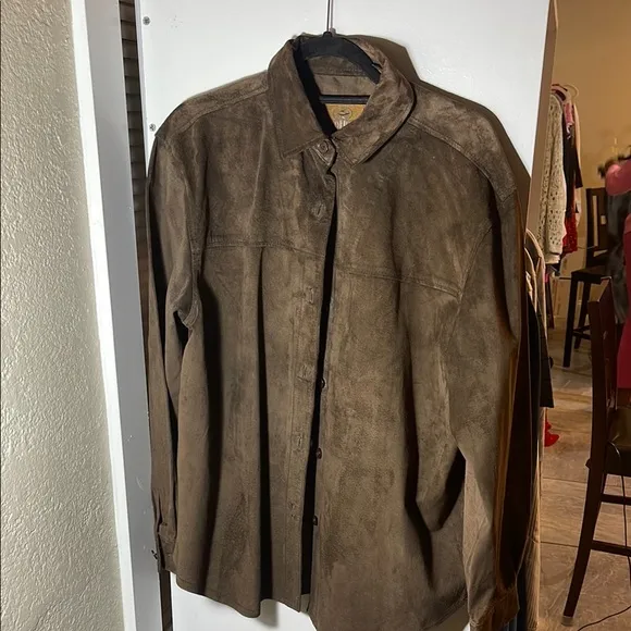 RedHead Suede Leather Shirt Jacket - Brown - women’s large