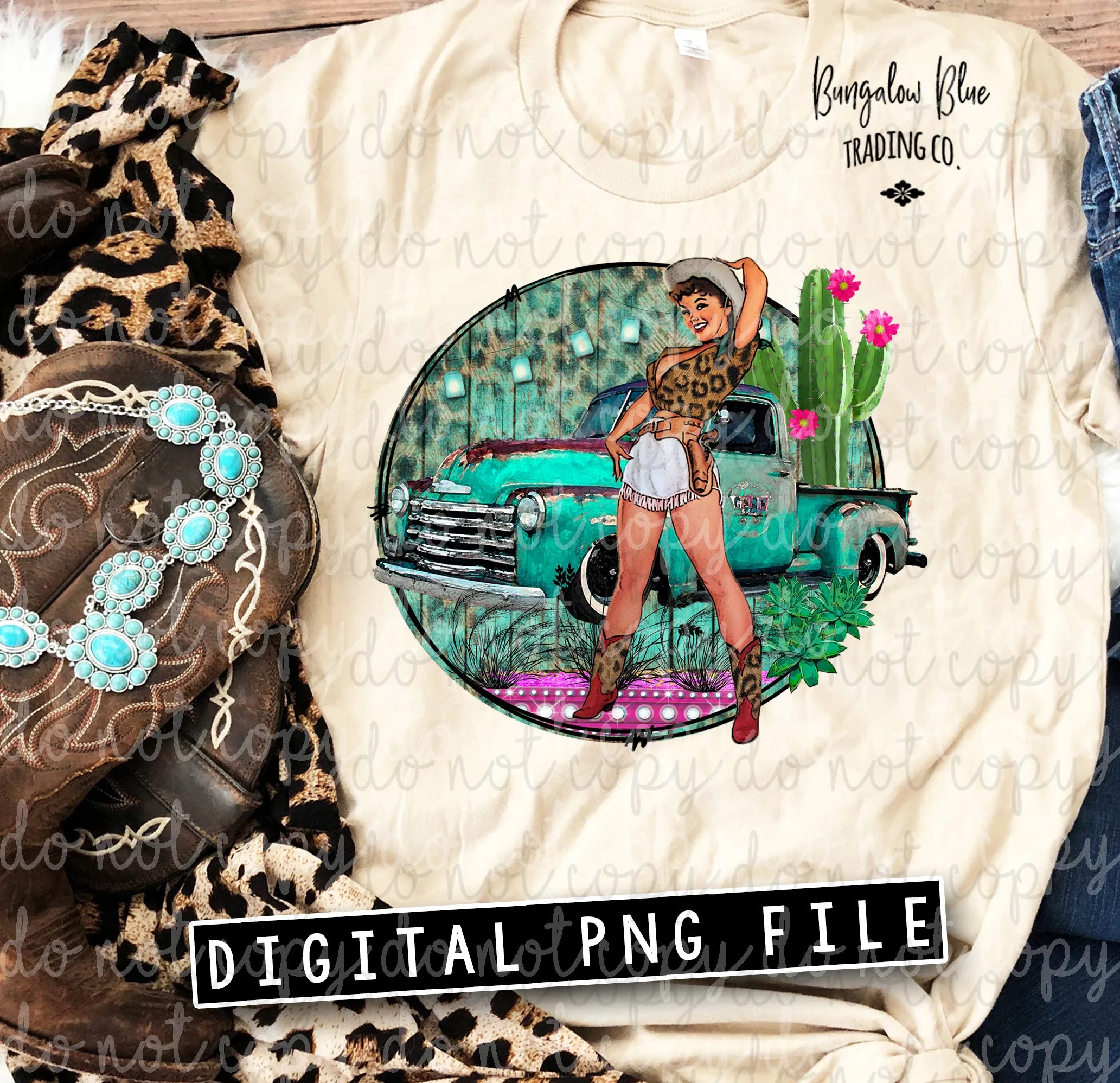 Retro Leopard Cowgirl Digital Download