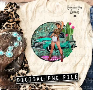 Retro Leopard Cowgirl Digital Download