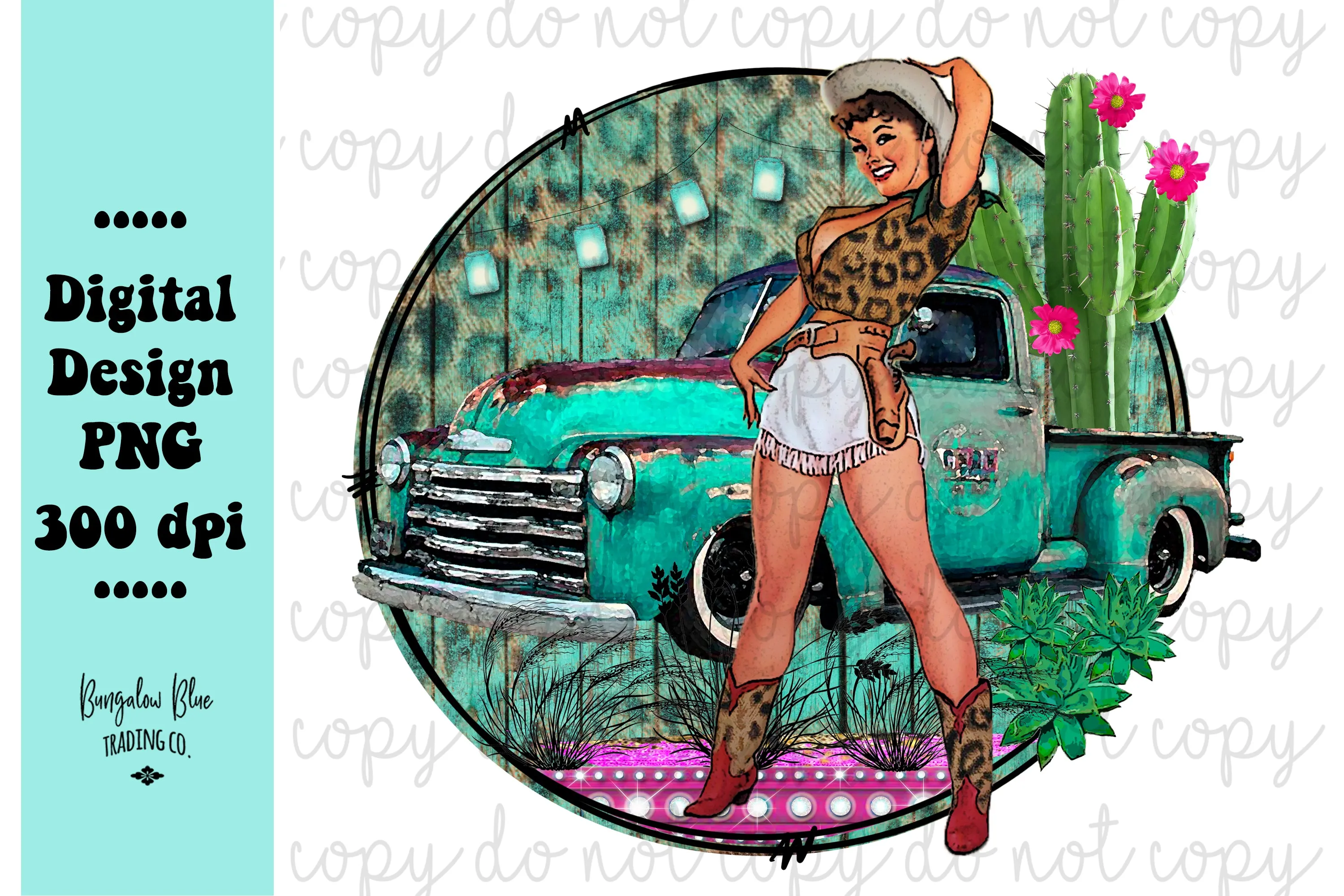 Retro Leopard Cowgirl Digital Download