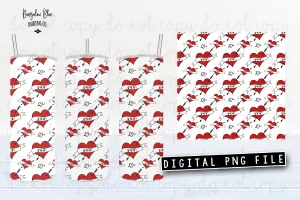 Retro Mom Tattoo Heart 20 oz Skinny Tumbler Wrap Digital Download