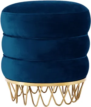 Revolve Navy Velvet Ottoman/Stool