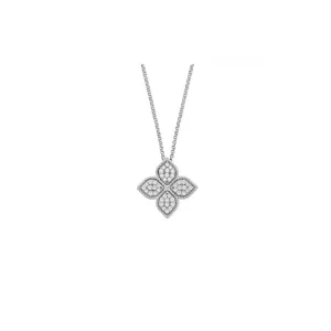 Roberto Coin Princess Flower White Gold Large Diamond Pendant