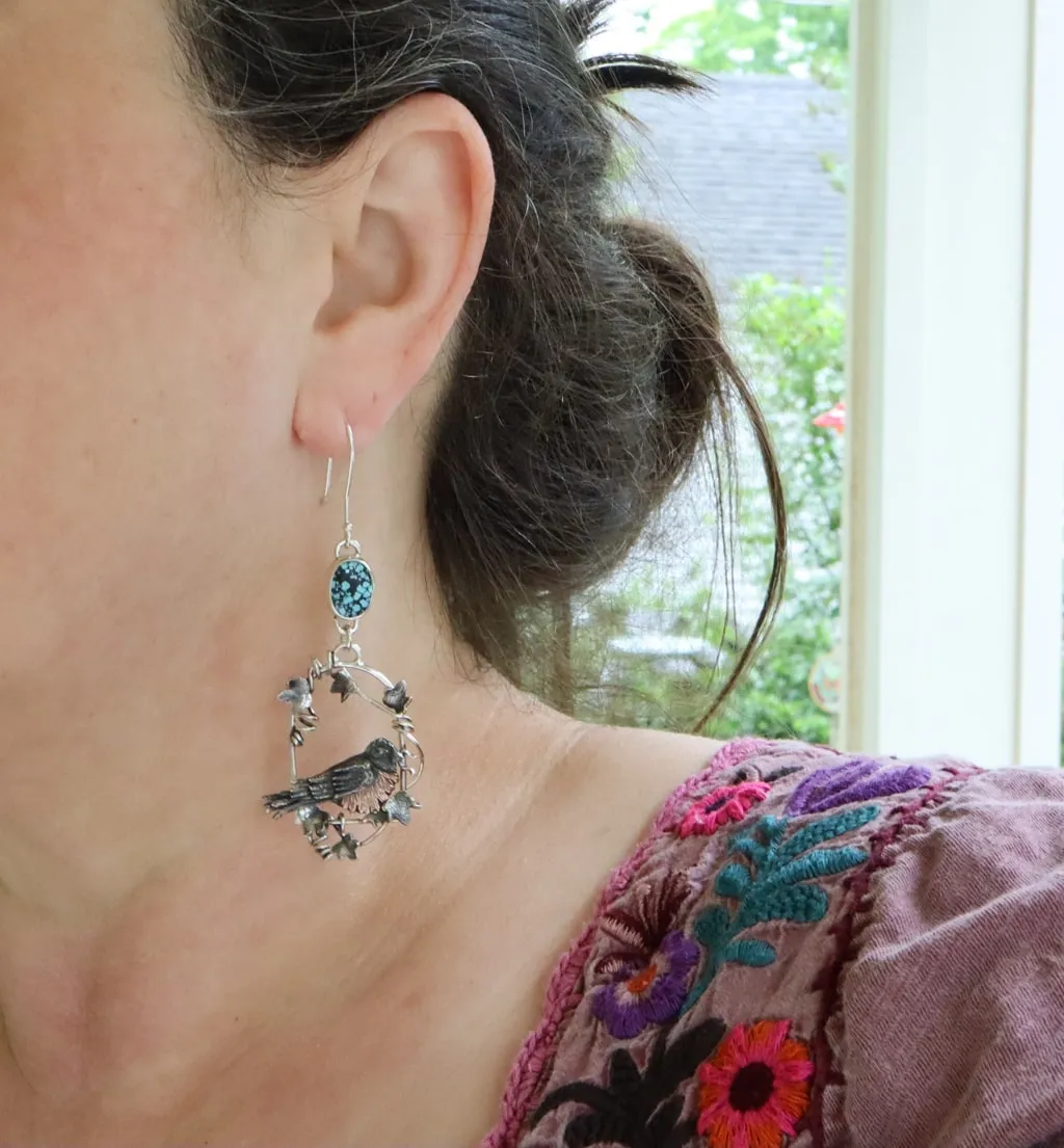 Robins in the Ivy Covered Window Earrings