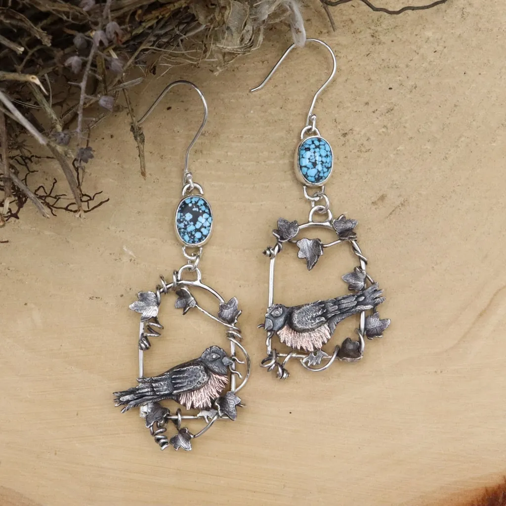 Robins in the Ivy Covered Window Earrings