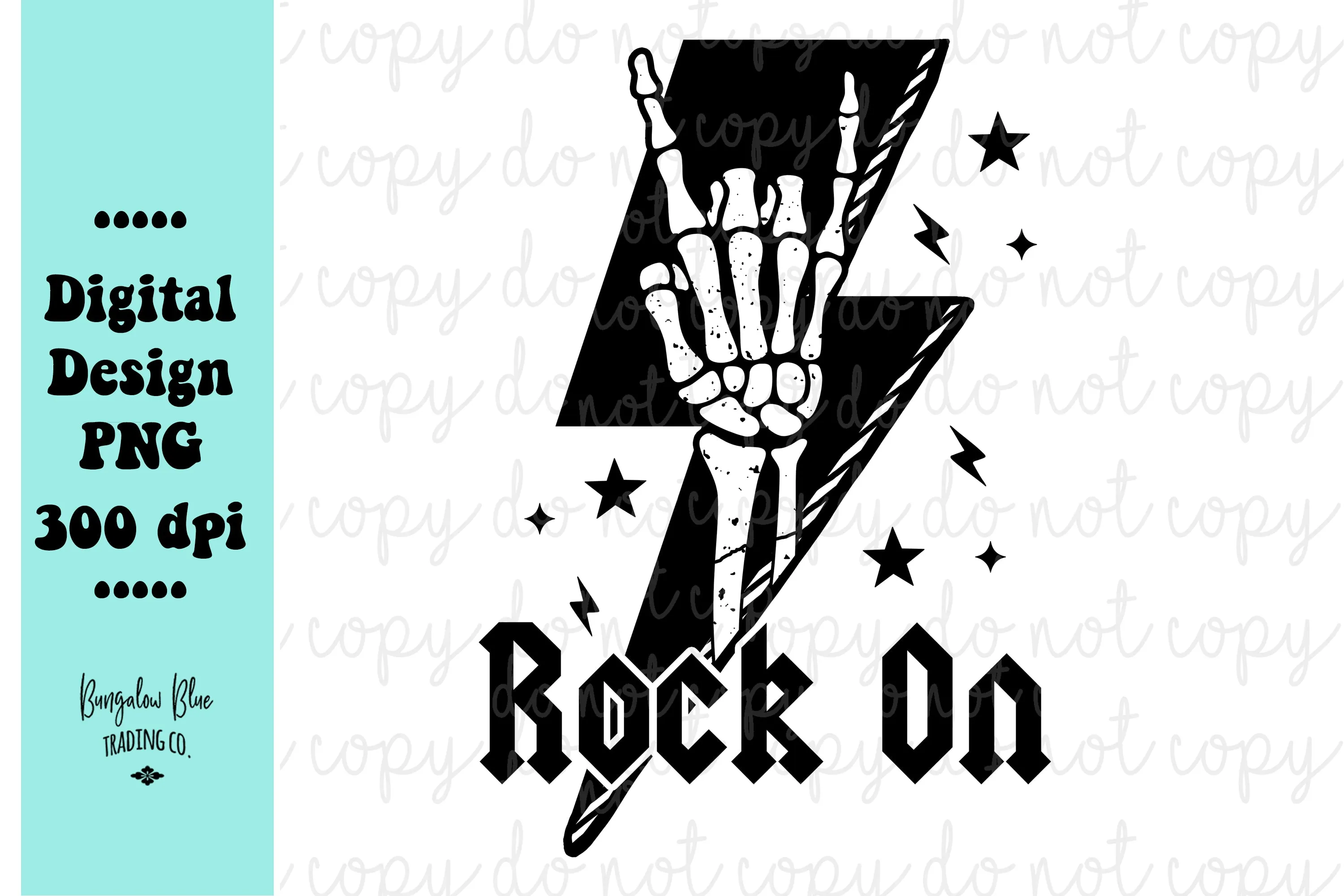 Rock On  Skellie Hand Lightening Digital Download