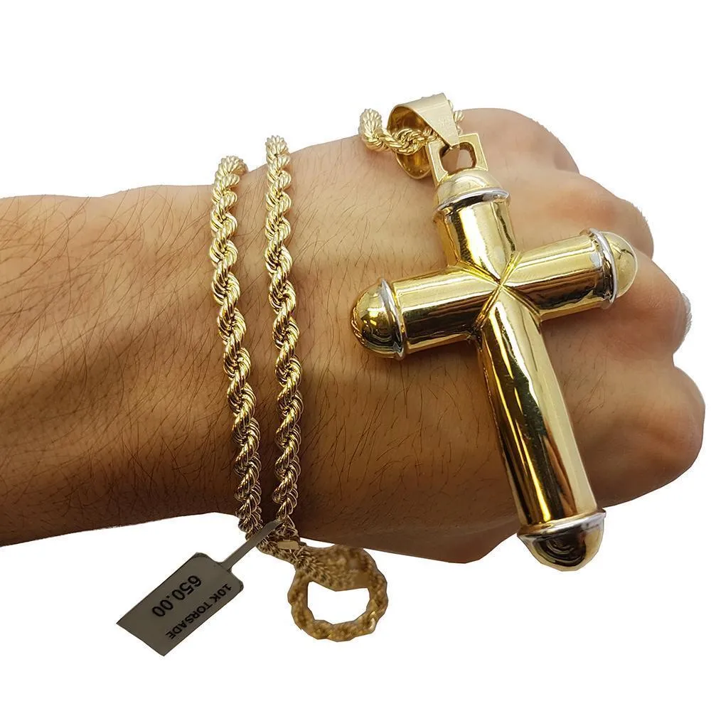 Rope Chain 4.0MM 10K With Cross OR 10K MNG-020