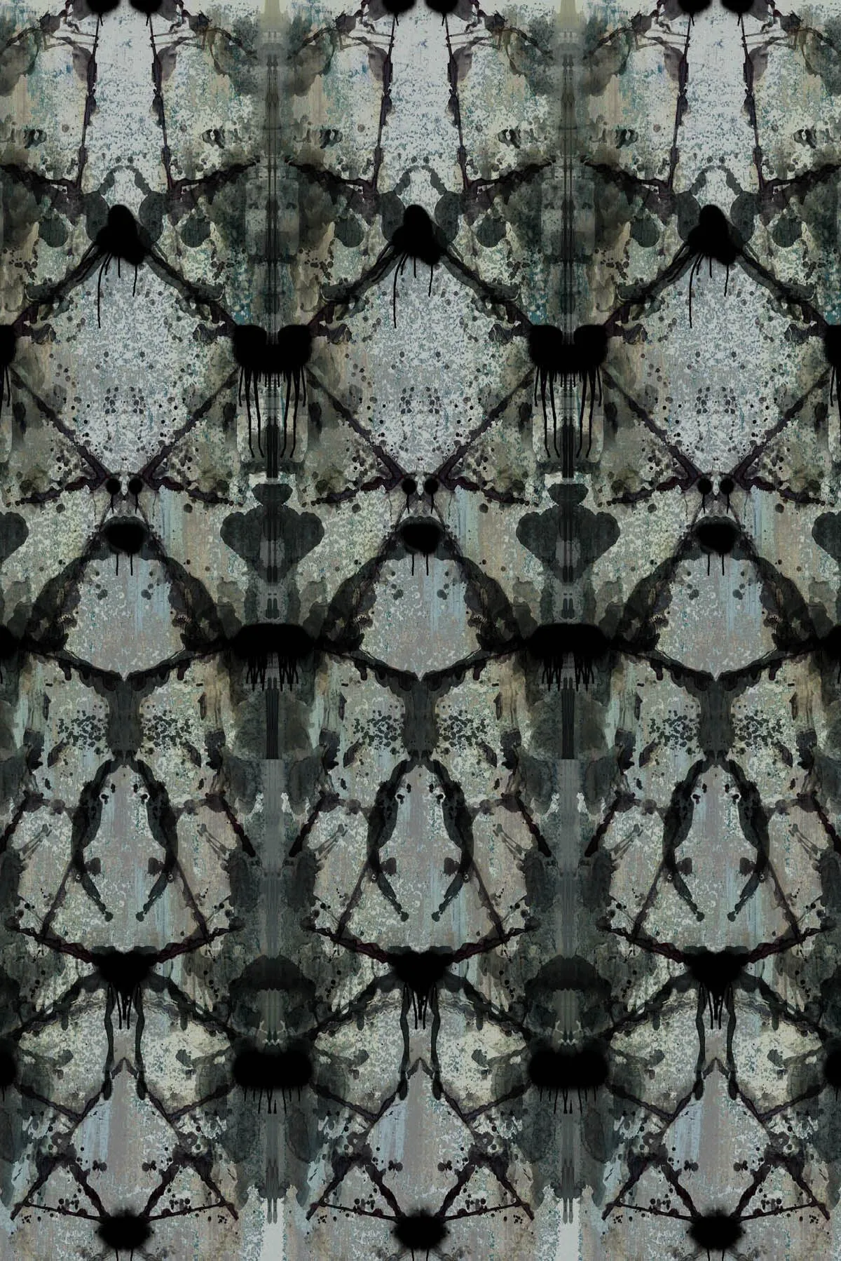 rorschach diamond blue grey panel wallpaper