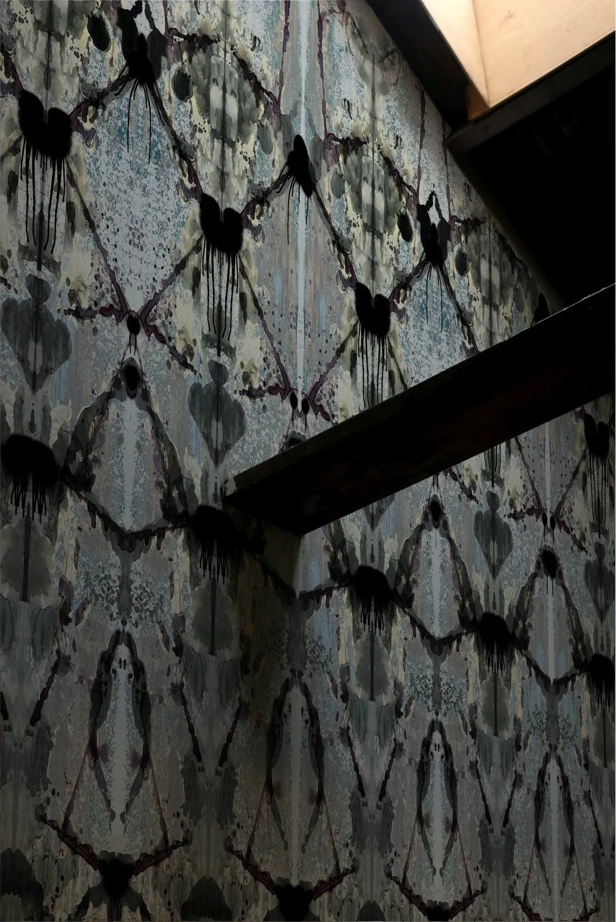 rorschach diamond blue grey panel wallpaper