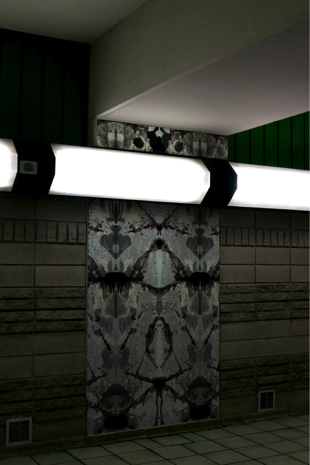 rorschach diamond blue grey panel wallpaper