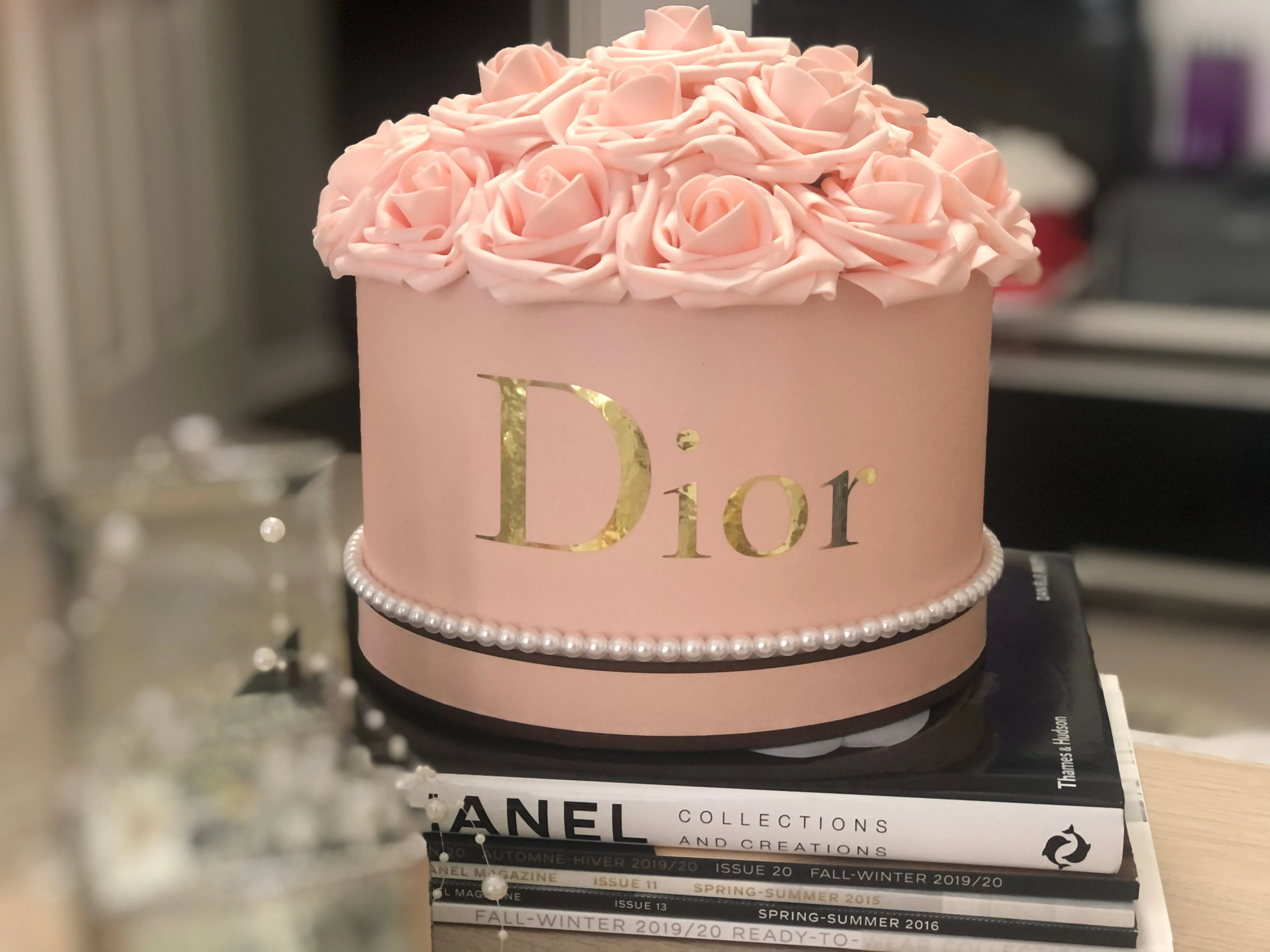 Rose Box in Pink with Pearls