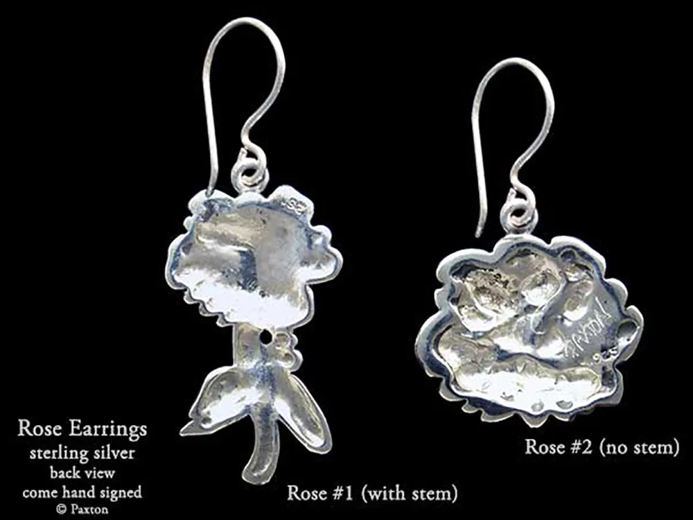 Rose Flower Earrings Sterling Silver