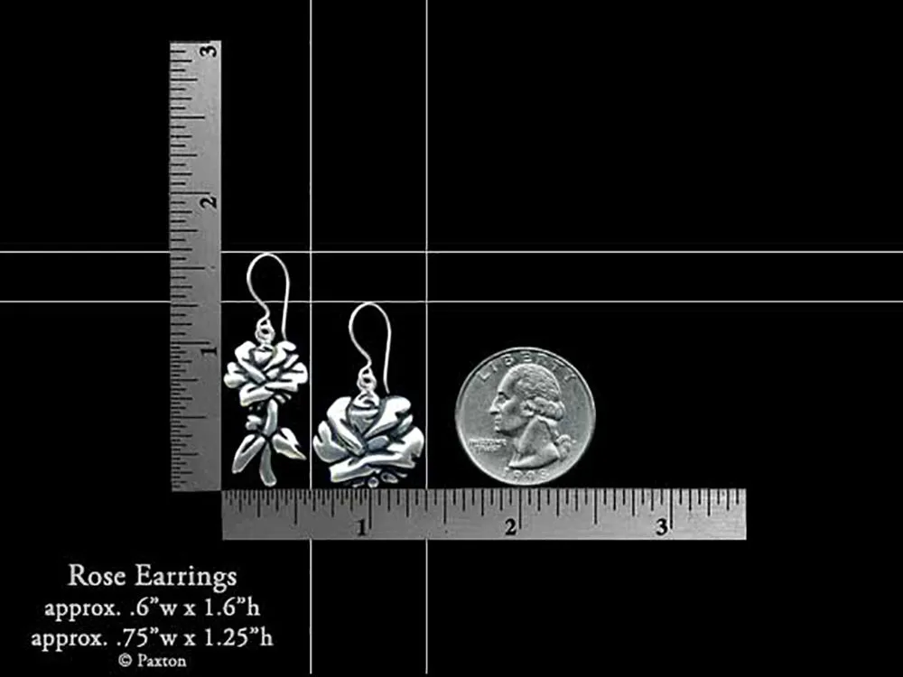 Rose Flower Earrings Sterling Silver