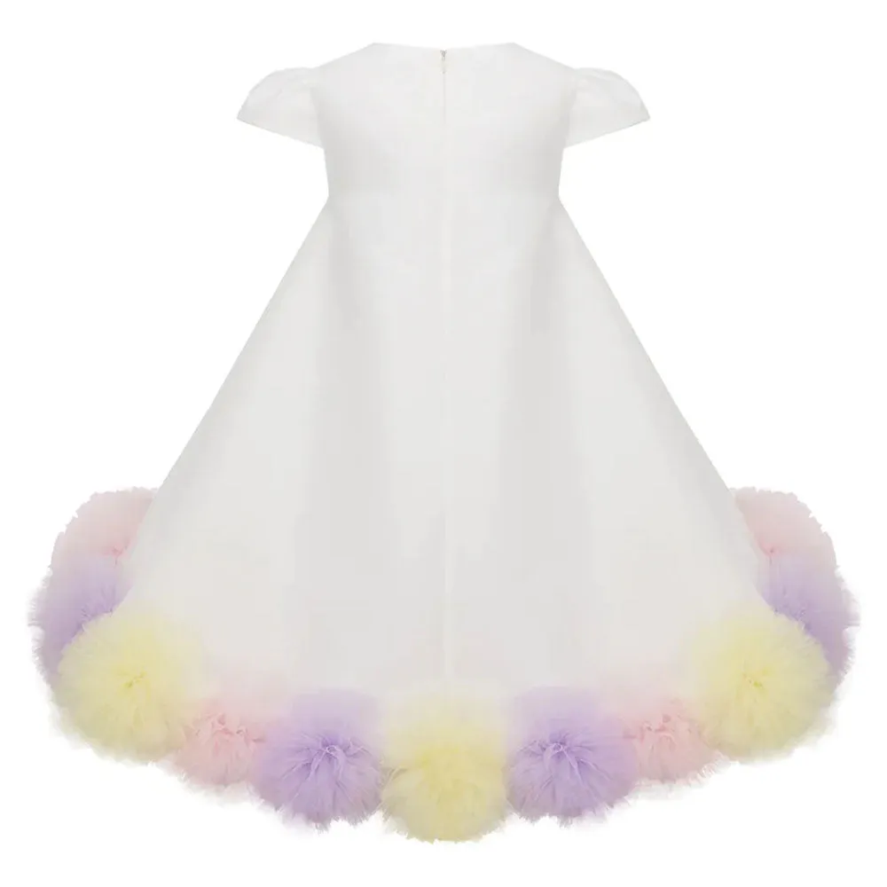 Roycebridal Elegant White Dubai Girl Dress Flowers Kids Children Princess Clothes for Wedding Birthday Holiday Party 2025 J234