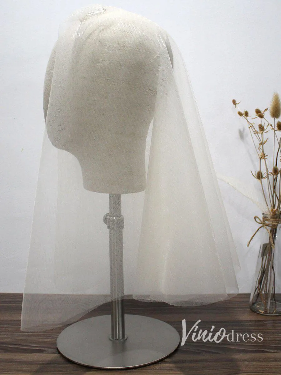 Roycebridal Simple Champagne Short Wedding Veils Blusher Veil ACC1083
