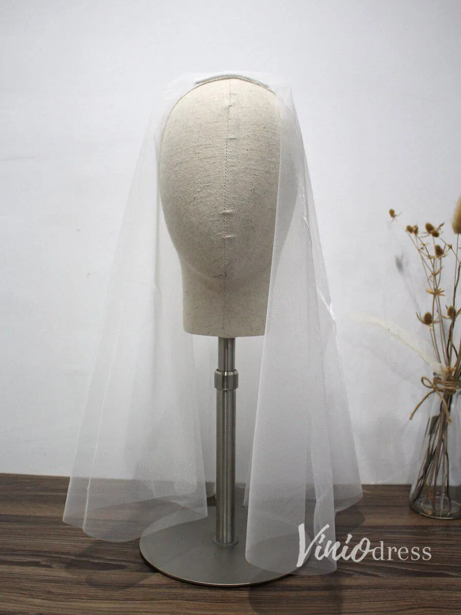 Roycebridal Simple Champagne Short Wedding Veils Blusher Veil ACC1083