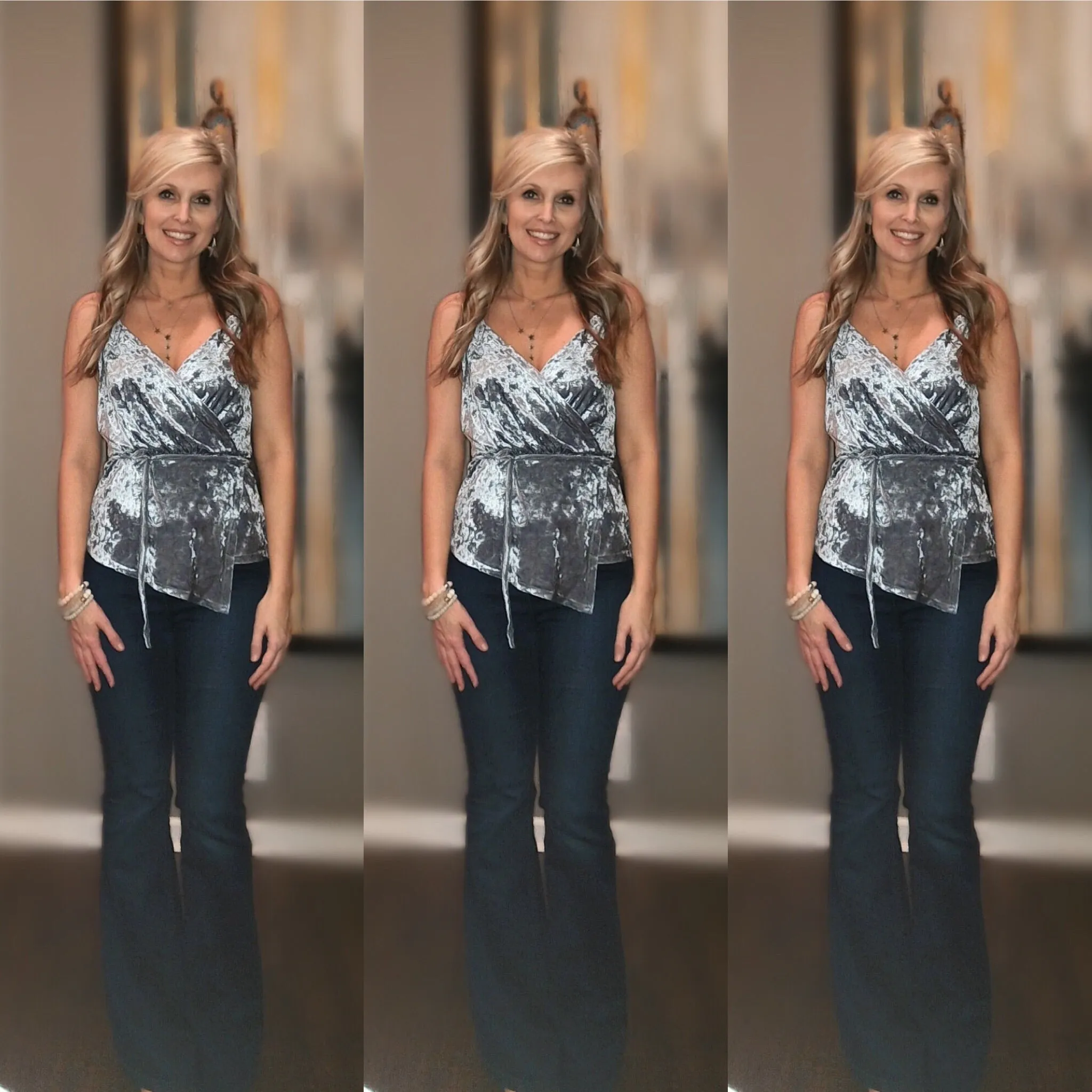 Sage Velvet Wrap Sleeveless Top - Small and Medium (Compare at $24)