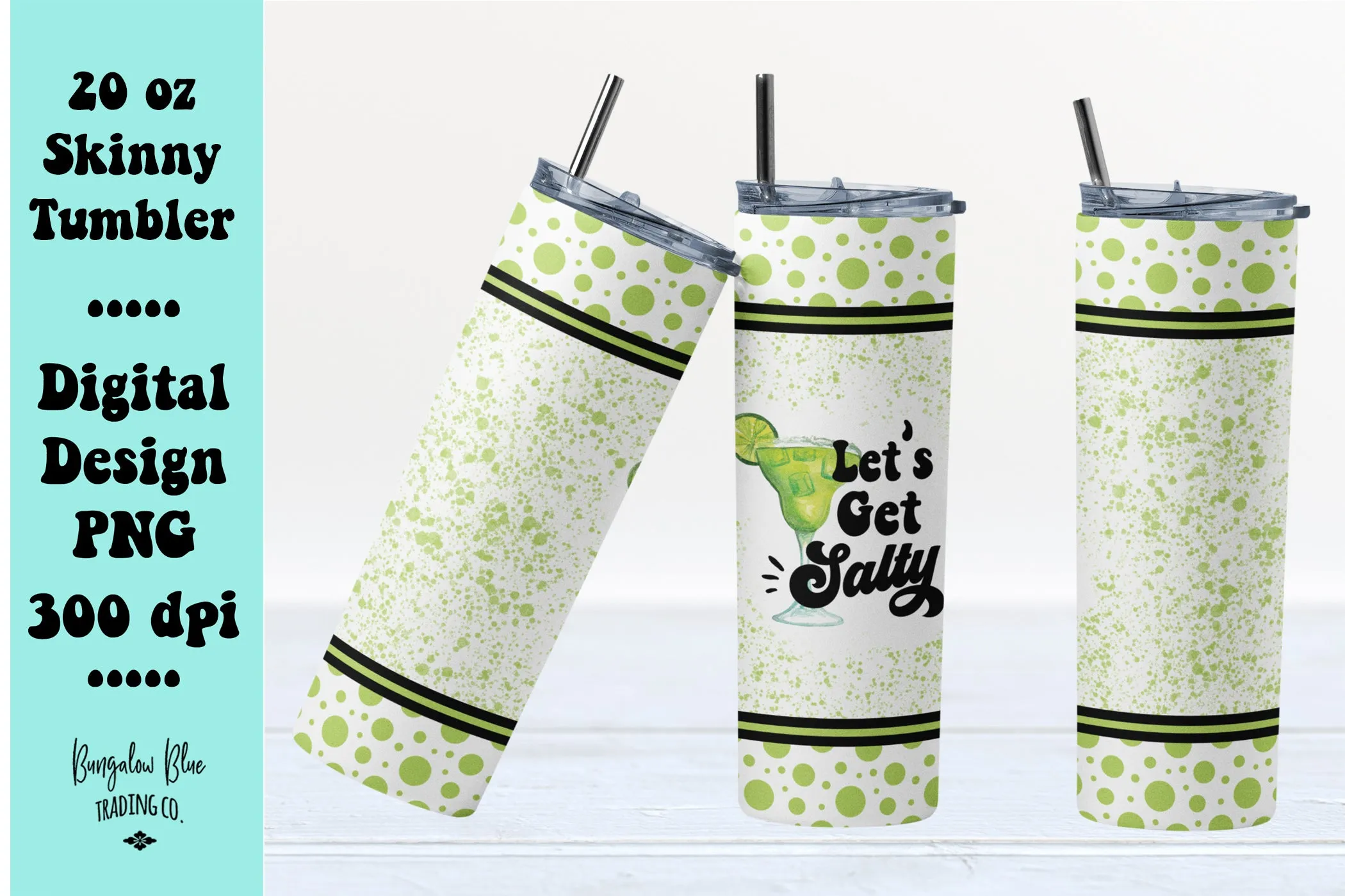 Salty Margarita 20 oz Skinny Tumbler Wrap Digital Download