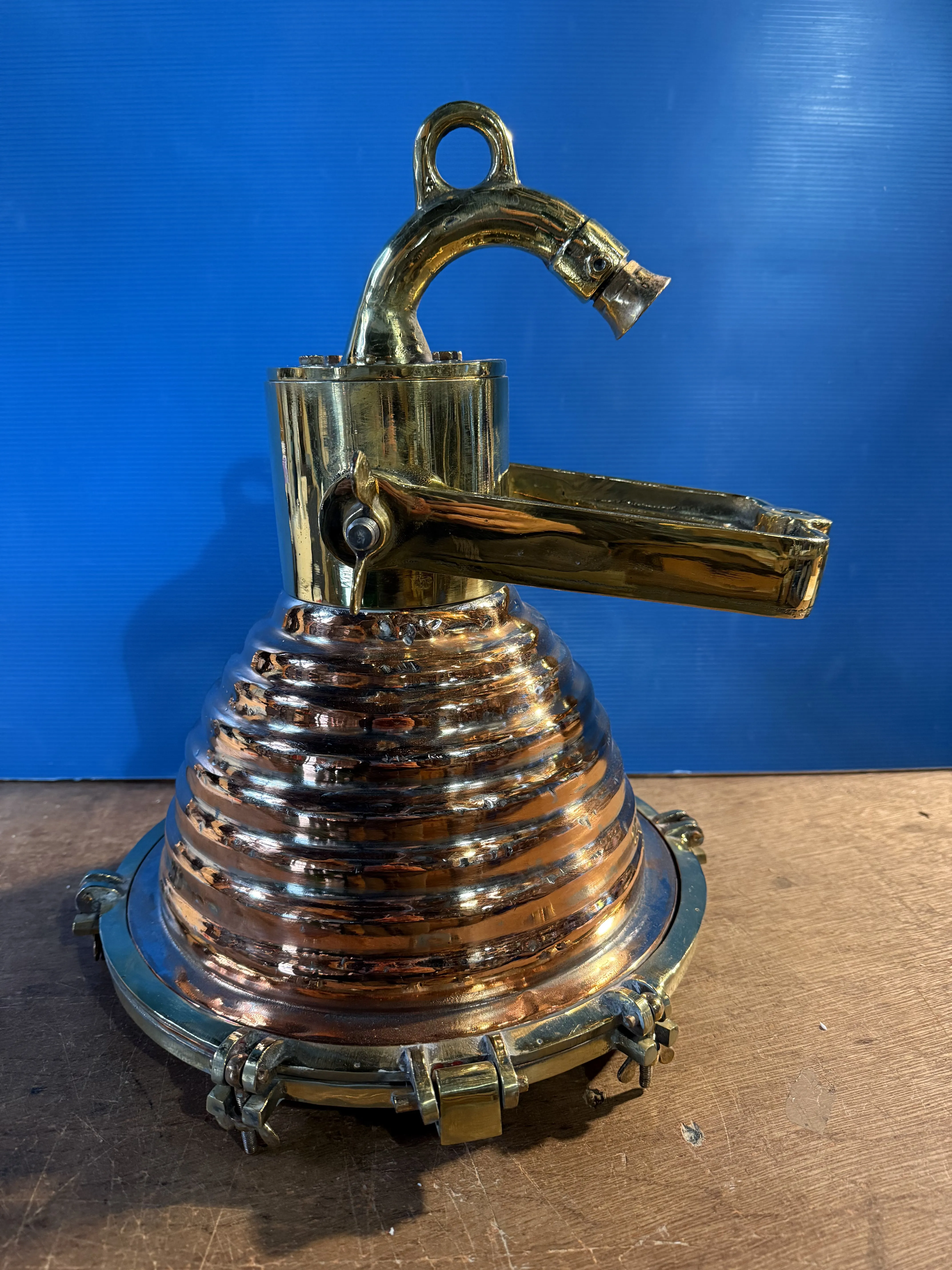 Salvaged Wiska Brass and copper deck Pendant light Marine