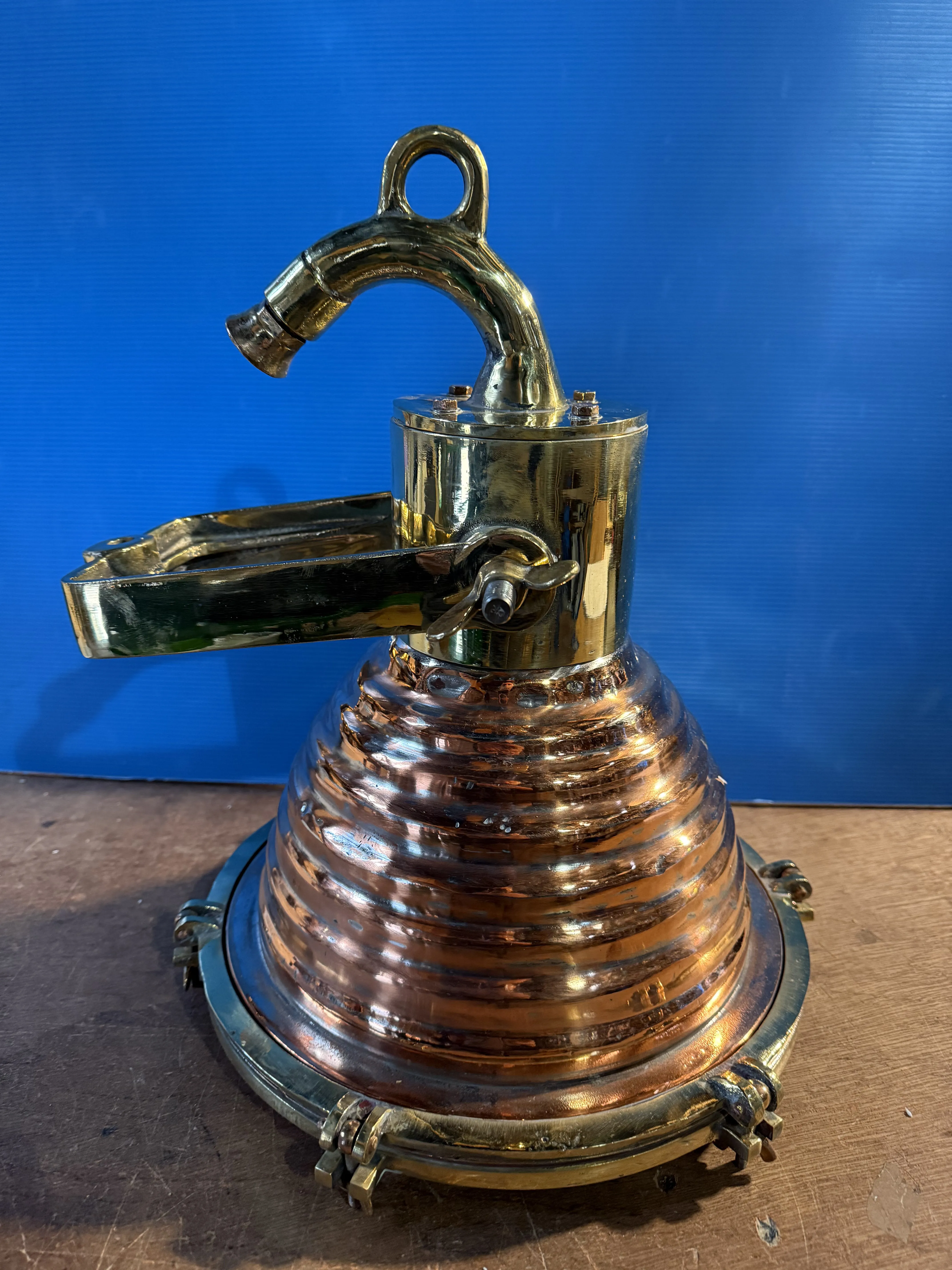 Salvaged Wiska Brass and copper deck Pendant light Marine